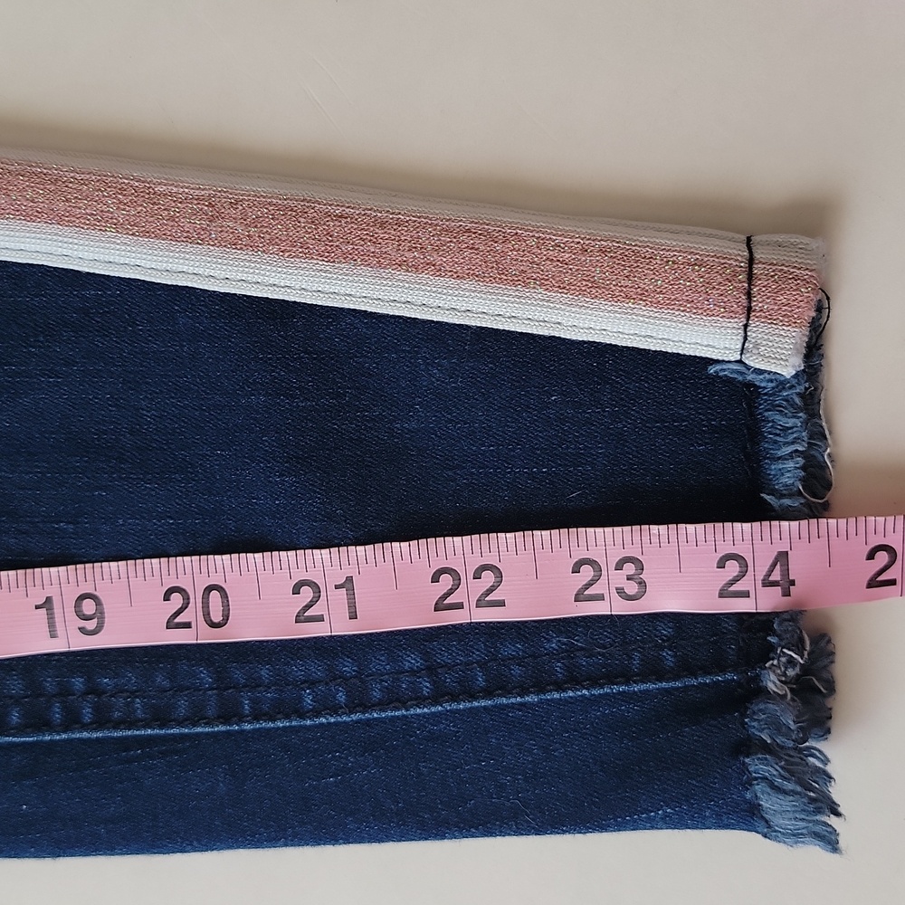 Justice Girls Mid Rise Leggings · Dark Wash Denim Stripe · Large 12 - Picture 9 of 11